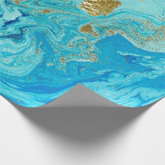 Gemarmerde blauwe en gouden abstracte achtergrond. cadeaupapier (Hoek)