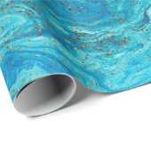 Gemarmerde blauwe en gouden abstracte achtergrond. cadeaupapier (Rol Hoek)