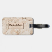 Gemarmerde crème met monogram bagagelabel (Achterkant horizontaal)