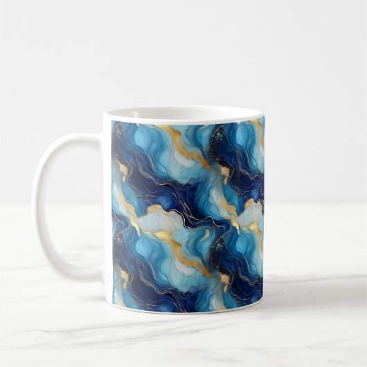 Gemarmerde decoratieve blauw gouden Mok (Links)