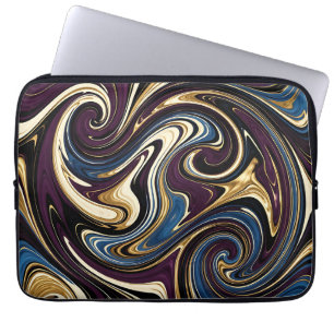 Gemarmerde Draaiing Paars Goud Blauw Abstract Laptop Sleeve