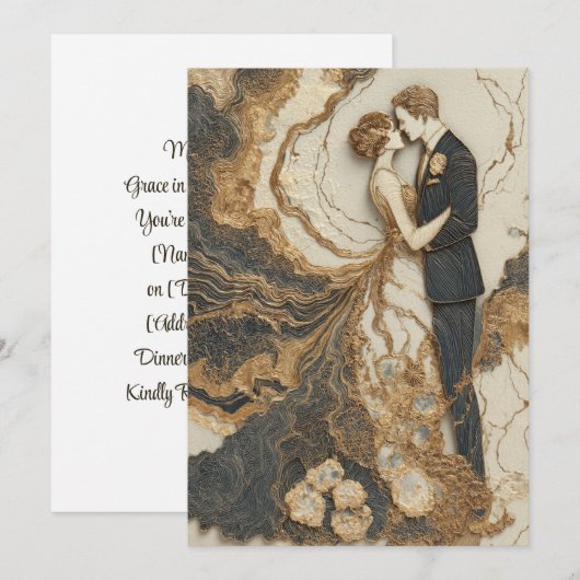 gemarmerde geloften | chique lijnen kaart (Voorkant / Achterkant)