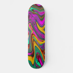 Gemarmerde hete roze en zeeschuim groene abstracte skateboard