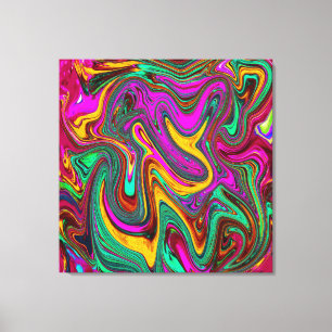 Gemarmerde Hot Pink en Zee Schuimgroene Abstracte  Canvas Afdruk