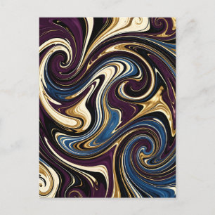 Gemarmerde kronkel paars goud blauw abstract briefkaart