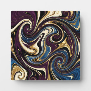 Gemarmerde kronkel paars goud blauw abstract fotoplaat