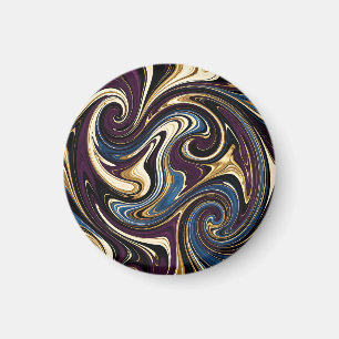 Gemarmerde kronkel paars goud blauw abstract magneet