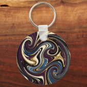 Gemarmerde kronkel paars goud blauw abstract sleutelhanger (Voorkant)