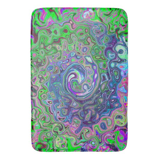 Gemarmerde Lime Green en Paarse Abstracte Retro Sw Badmat (Voorkant Verticaal)
