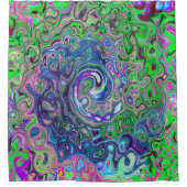 Gemarmerde Lime Green en Paarse Abstracte Retro Sw Douchegordijn (Voorkant)