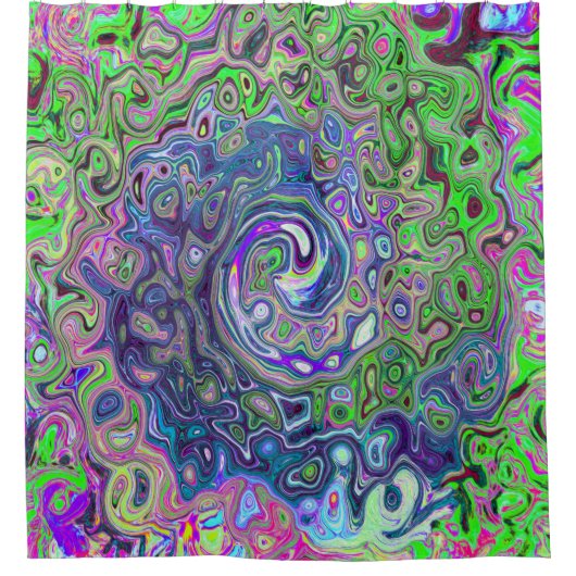 Gemarmerde Lime Green en Paarse Abstracte Retro Sw Douchegordijn (Voorkant)