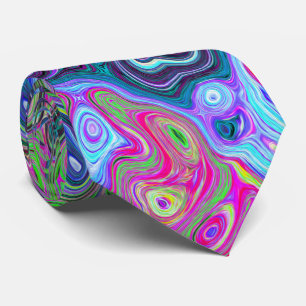 Gemarmerde Lime Green en Paarse Abstracte Retro Sw Stropdas