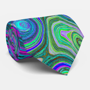 Gemarmerde Magenta en Limegroene Groovy Abstracte  Stropdas