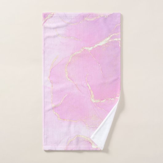 Gemarmerde parelroze goudmonogrammen bad handdoek (Handdoek)