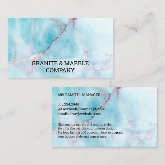 Gemarmerde plaat | Ocean Granite Visitekaartje (Voorkant / Achterkant)