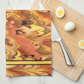 Gemarmerde regenboogdraden Rust & Gold Theedoek (Quarter Fold)