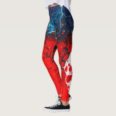 Gemarmerde rood-witte en blauw-Abstracte Leggings (Links)