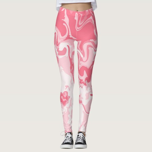 Gemarmerde Roze Leggings (Voorkant)