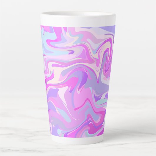 Gemarmerde roze Paarse Turquoise Latte Mok (Voorkant)