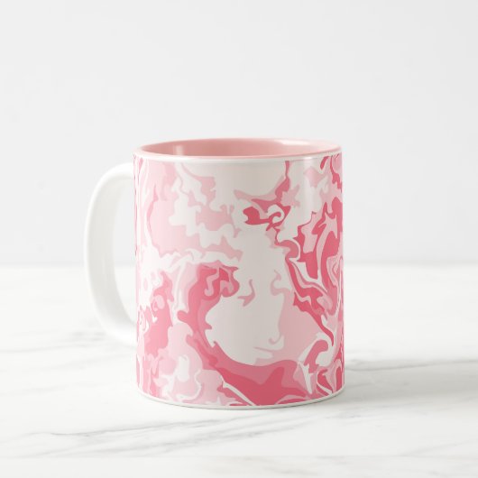 Gemarmerde roze tweekleurige koffiemok (Voorkant links)