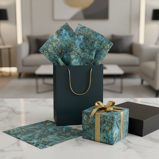Gemarmerde Taling Turquoise Nepgoud Agaat Kunstpat Tissuepapier