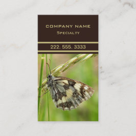 Gemarmerde witte vlinder op gras visitekaartje