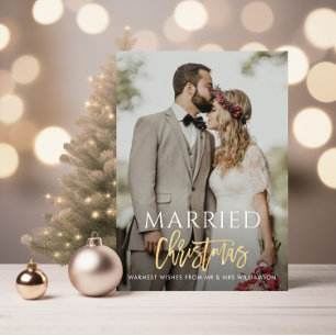 GEMARRISTMAS gouden scriptaankondiging van de brui Feestdagenkaart