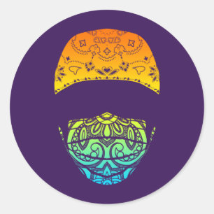 gemaskeerd in paisley ronde sticker