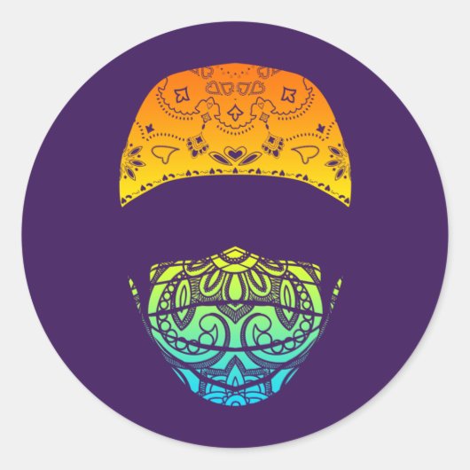 gemaskeerd in paisley ronde sticker (Voorkant)