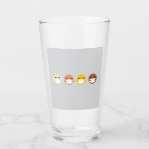 Gemaskeerde Emoji wordt geconfronteerd met maskers Glas