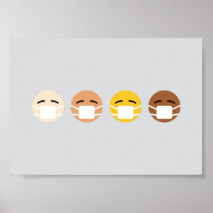 Gemaskeerde Emoji wordt geconfronteerd met maskers Poster