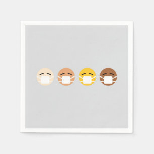 Gemaskeerde Emoji wordt geconfronteerd met maskers Servet