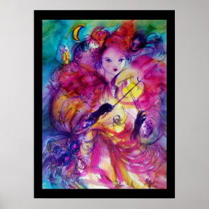 GEMASKERADE NACHT Carnavalsmuzikant in roze kostuu Poster