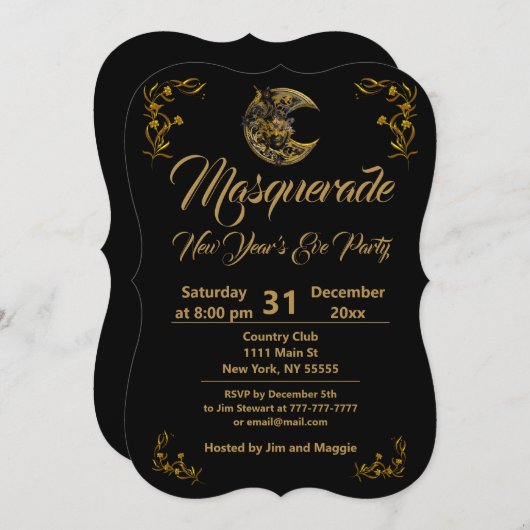 Gemaskerd bal feest kaart (Voorkant / Achterkant)