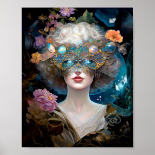 Gemaskerde Lady Fantasy Kunst Poster