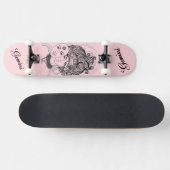 Gemaskerde Lady Gemini Zodiac Symbol en Sign Pink Skateboard (Horizontaal)