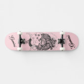 Gemaskerde Lady Gemini Zodiac Symbol en Sign Pink Skateboard (Horizontaal)