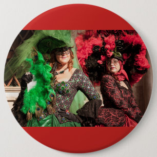 Gemaskerde vrouwen tijdens de Venetië-carnaval Ronde Button 6,0 Cm