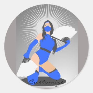 Gemaskerde Warrior Prinses Thunder_Cove Ronde Sticker