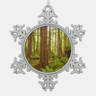 Gematigd regenwoud van Alaska Tin Sneeuwvlok Ornament