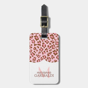 Gematigd Roze Choco Animal Print Girly op maat gem Bagagelabel