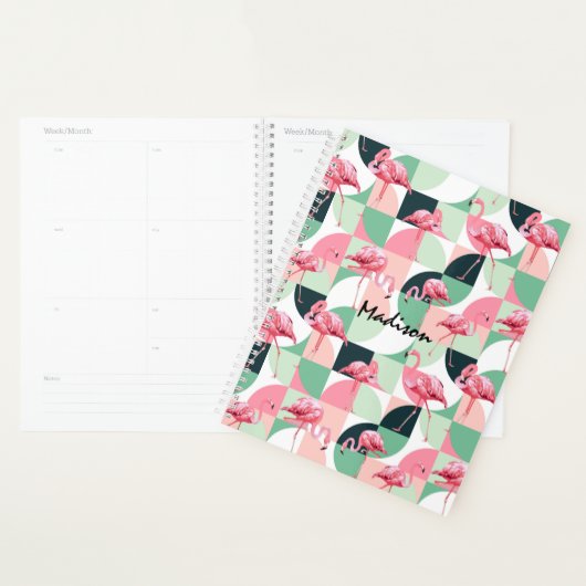 Gematigd Roze Flamingo Geometric Girly Persoonlijk Planner (Display)