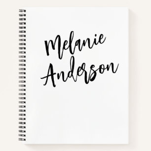Gematigd Zwart Witte Persoonlijke Monogram Naam Notitieboek