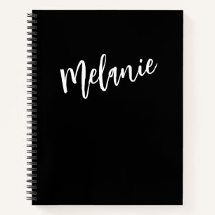 Gematigd Zwart Witte Persoonlijke Monogram Naam Notitieboek