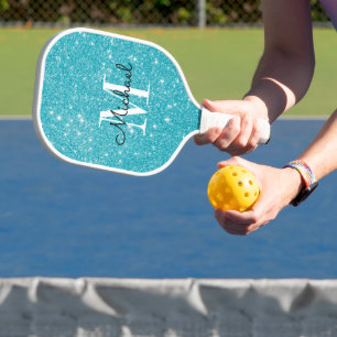 Gematigde Blauwe Monogram Persoonlijke Naam Pickleball Paddle