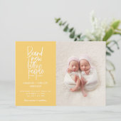 Gematigde geboorte van een tweeling baby aankondiging (Staand voorkant)