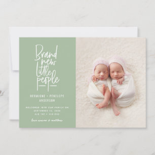 Gematigde geboorte van een tweeling baby aankondiging