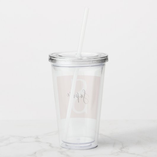 Gematigde gepersonaliseerde naam Monogram Pastel R Acryl Drinkbeker (Achterkant)