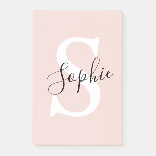 Gematigde gepersonaliseerde naam Monogram Pastel R Post-it® Notes (Voorkant)