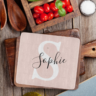 Gematigde gepersonaliseerde naam Monogram Pastel R Snijplank